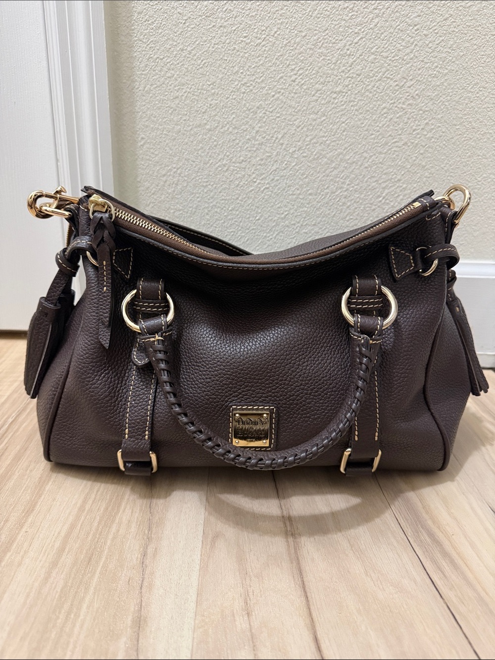 Dooney & Bourke Brown Tmoro Brown Pebble Leather Satchel Bag
